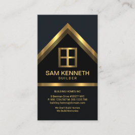 Blauwe Elegantie Gouden Huis Dakbouwer Bouw Visitekaartje