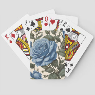 Blauwe elegantie: oude provinciale rozen in bloei pokerkaarten
