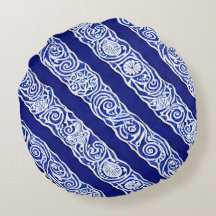 Blauwe Elegantie Rond Kussen