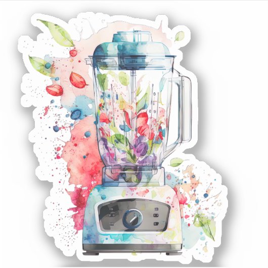 Blauwe elektrische blender sticker (Voorkant)
