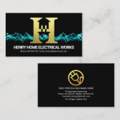 Blauwe elektrische bliksem H-startstekker Visitekaartje (Voorkant / Achterkant)