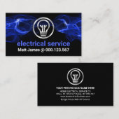 Blauwe elektrische bliksem zilveren bol visitekaartje (Voorkant / Achterkant)