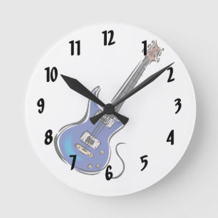 blauwe elektrische gitaarmuziek , grafisch .png ronde klok