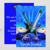 Blauwe elektrische gitaren, Drums- en luidsprekers Kaart (Voorkant / Achterkant)