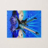 Blauwe elektrische gitaren, Drums en luidsprekers Legpuzzel (Horizontaal)