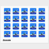 Blauwe elektrische gitaren, Drums en luidsprekers Vierkante Sticker (Vel)