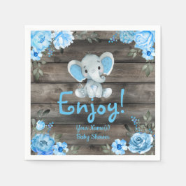 Blauwe Elephant Baby shower-uitnodiging, bijtende  Servet