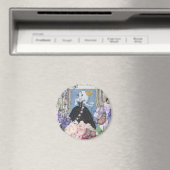 Blauwe Ellegante Vrouw Bloemrijke Fantasie Jurk Magneet (Insitu (Vaatwasser))