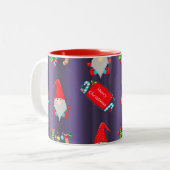 Blauwe Elves Santa's Helpers Kerstmis Tweekleurige Koffiemok (Voorkant links)