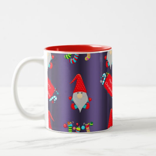 Blauwe Elves Santa's Helpers Kerstmis Tweekleurige Koffiemok (Links)