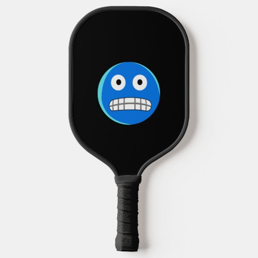 Blauwe emoji boze en groene ogen pickleball paddle (Achterkant)
