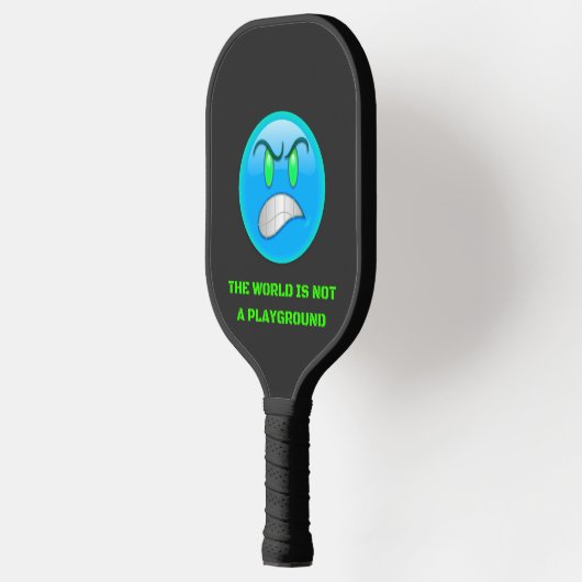 Blauwe emoji boze en groene ogen pickleball paddle (Links)