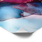 Blauwe en Abstracte bruine bloemen Foto Afdruk (Hoek)