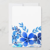 Blauwe en Aqua Floral Waterverf Wedding Kaart (Achterkant)