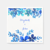 Blauwe en Aqua Floral Waterverf Wedding Servet (Voorkant)