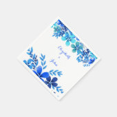 Blauwe en Aqua Floral Waterverf Wedding Servet (Hoek)