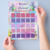 Blauwe en Aquarel Bloemen Bruidsdouche Bingo Flyer (Hand)
