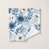 Blauwe en beige bloemen bad handdoek (Wasdoekje)