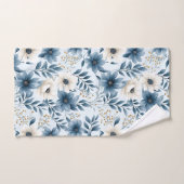 Blauwe en beige bloemen bad handdoek (Handdoek)