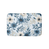 Blauwe en beige bloemen badmat (Voorkant)