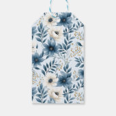 Blauwe en beige bloemen cadeaulabel (Achterkant)