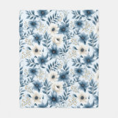 Blauwe en beige bloemen fleece deken (Voorkant)