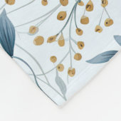 Blauwe en beige bloemen fleece deken (Hoek)