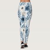 Blauwe en beige bloemen leggings (Achterkant)