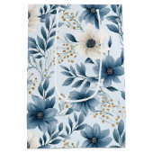 Blauwe en beige bloemen medium cadeauzakje (Achterkant)
