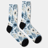 Blauwe en beige bloemen sokken (Rechts)