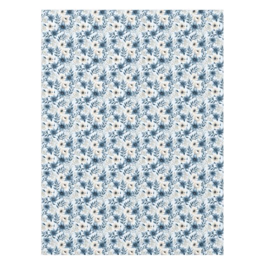 Blauwe en beige bloemen tafelkleed (Voorkant)