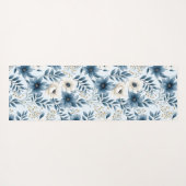 Blauwe en beige bloemen yogamat (Achterkant (horizontaal))