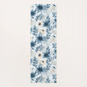 Blauwe en beige bloemen yogamat (Achterkant)