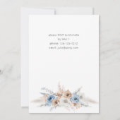 Blauwe en beige Boho Floral Graduation Party Kaart (Achterkant)
