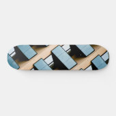 Blauwe en beige geometrische architectuur persoonlijk skateboard (Horizontaal)