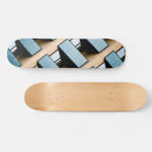 Blauwe en beige geometrische architectuur persoonlijk skateboard (Horizontaal)