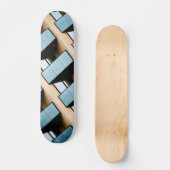 Blauwe en beige geometrische architectuur persoonlijk skateboard (Voorkant)