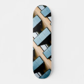 Blauwe en beige geometrische architectuur persoonlijk skateboard (Voorkant)