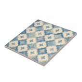 Blauwe en beige  keramische Tegel Tegeltje (Zijkant)