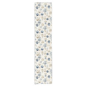 Blauwe en Beige Kerstversieringen Korte Tafelloper (Voorkant)