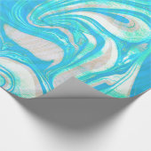 Blauwe en beige marmeren steen cadeaupapier (Hoek)