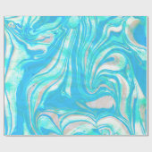 Blauwe en beige marmeren steen cadeaupapier (Vlak)