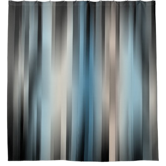 Blauwe en beige strepen douchegordijn (Voorkant)