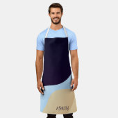 Blauwe en beige tinten schort (Gedragen)