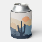 Blauwe en beige woestijnzon blikjeskoeler (Blikje Voorkant)