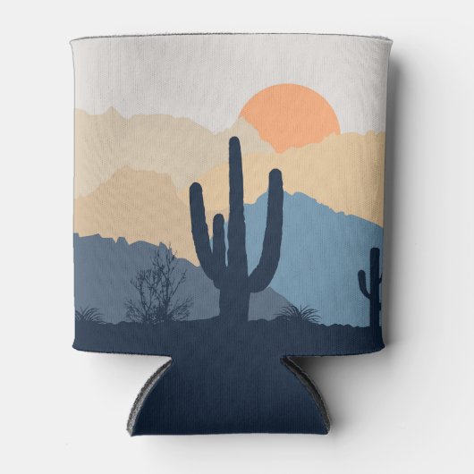 Blauwe en beige woestijnzon blikjeskoeler (Voorkant)