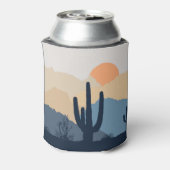 Blauwe en beige woestijnzon blikjeskoeler (Blikje Achterkant)