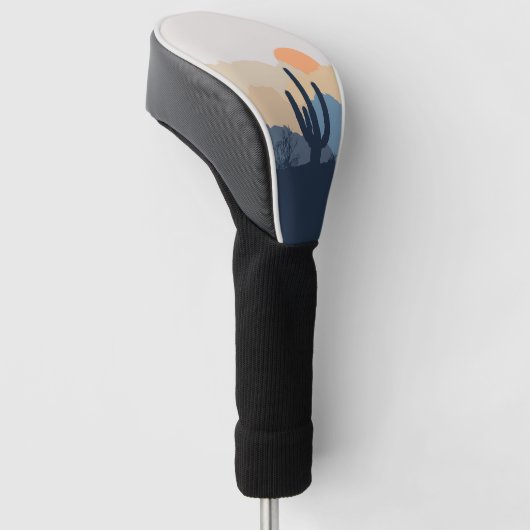 Blauwe en beige woestijnzon golfheadcover (Schuin)
