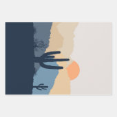 Blauwe en beige woestijnzon inpakpapier vel (Voorkant 2)