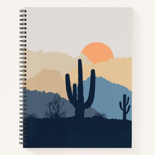 Blauwe en beige woestijnzon notitieboek (Voorkant)